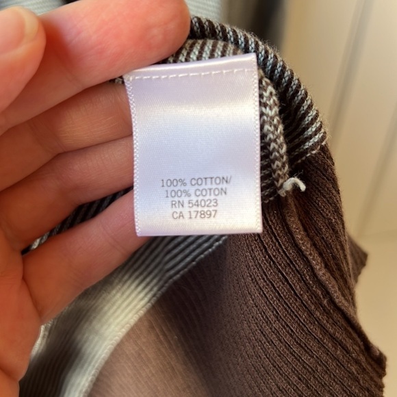 𝅺banana REPUBLIC Brown Striped Cotton V Neck Sweater Size XL - Picture 4 of 8